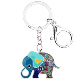 LONYOO Llavero creativo de elefante de la selva para llaves de coche, accesorios de bolso de mano, cadena de aleación esmaltada, regalo para mujeres y niñas, azul mar, Medium