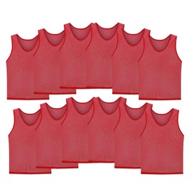 STLTYYP Sports Jerseys Mesh Pinnies Scrimmage Team Practice Vest for Kid for Teens and Adult (12 Jerseys)(XL, red)