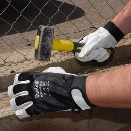 Ruvigrab - Work Gloves Made of Cowhide Leather | Ventilated Back with Velcro Closure | Gardening Gloves | Work Gloves | Leather Gloves | Gloves for Men and Women