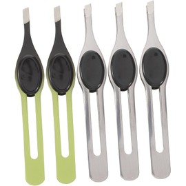 Herramientas de Acero Inoxidable para Cejas Almohadilla Antideslizante Kit de 5 Pinzas Tamaño Mediano, Precisión Color Aleatorio para Depilación Facial para Mujeres en Cuidado