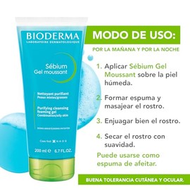 BIODERMA, Sébium Gel Moussant, Limpiador Facial Menos Imperfecciones, Skincare Piel Grasa, Suave y sin Resecar, 200ML
