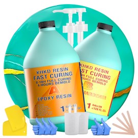 Epoxy Resin Kit - 2 Gallon Fast Cure Epoxy Resin, KHKD RESIN Quick Dry Resina Epoxica Upgrade 4 Hours Unmould,Clear High Gloss Epoxy, Odorless Art Resin for Painting,Craft,Coasters, Coating,Jewelry