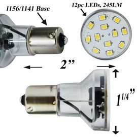 Leisure LED RV Trailer Motorhome LED Spot Light 1156 1139 1141 1383 LED Bulb 2 Watt 275 Lumen CW 10-30Volt 12Volt Long Neck (Cool White 6500K, 4-Pack Long Neck)