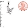 Textured Sterling Silver Landing Eagle Charm Pendant Necklace, 18"