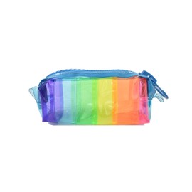 Lapicera Rectangular con Textura Transparente, Estuche para Lápices Mediana con Cierre en Colores. (Azul)