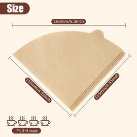 DEFUTAY 50 Count Coffee Filter - Preserves Flavor and Convenience - Unbleached Cone Coffee Filters Fit for Drip Coffee Maker - Easy to Use and Dispose（Natural）