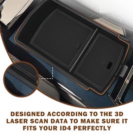 Muslogy for 2023 2024 VW ID.4 Center Console Tray & Lower Console Organizer 2PCS Set Interior Storage Insert Box Floor Storage Tray Compatible with Volkswagen ID.4 ID 4 2023 2024(Console+Lower)