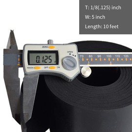 DOBTIM Neoprene Rubber Roll 1/8 (.125)" Thick X 5" Wide X 10' Long, Solid Rubber Strips Use for Gaskets DIY Material, Supports, Leveling, Sealing, Bumpers, Protection, Abrasion, Flooring, Black