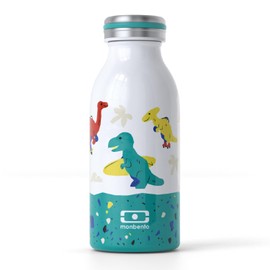 monbento MB Cooly Kids Blue Dino Thermos Flask - Kids Stainless Steel Water Bottle for School Picnic Hiking - Thermos Flask for Kids 350ml Hot / Cold Drinks - BPA Free -
