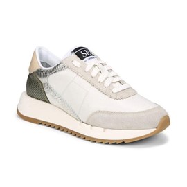 Sam Edelman Teddi White/Green Lace Up Chunky Platform Low Top Fashion Sneakers (White/Green, 8)