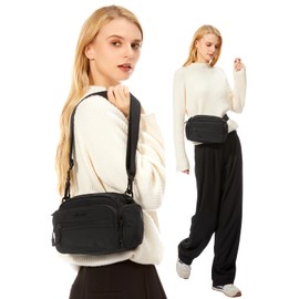 LOVEVOOK Crossbody Bag for Women Men, Multi-Pockets Purse, Nylon Shoulder Handbags, Water-Resistant & Lightweight, Ideal for Travel, Outdoor, and Daily Use