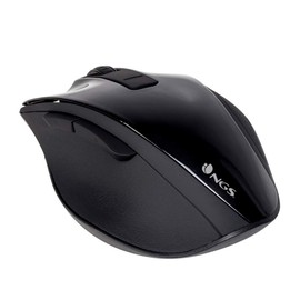 NGS BOW BLACK - Kabellose Maus RF 2.4Ghz, Kabellose optische Maus 800/1200/1600dpi für Computer, Scroll + 5 Tasten, ergonomisch (Rechtshänder), Schwarz