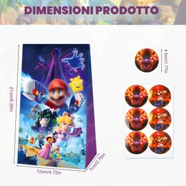 Ainvliya 12 sacchetti regalo Mari per bambini, sacchetti di carta con 12 adesivi, sacchetti regalo di compleanno per bambini