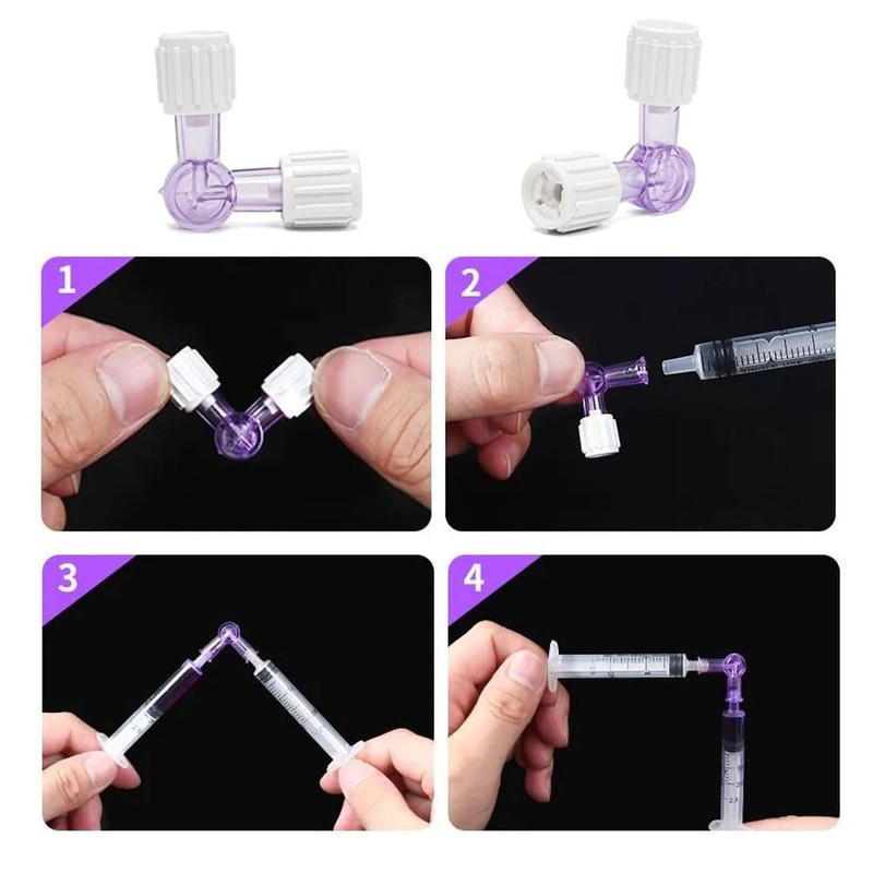 DeaHea 6 Pack Syringe Coupler Disposable 90 Degree Two Way