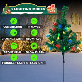 Solar Christmas Tree Lights Outdoor, Christmas Decorations with 8 Lighting Modes 80pcs Multi-Color Strawberry Led Lights, Waterproof Christmas Tree Lights for Outside Pathway Yard Proch Garden Decor