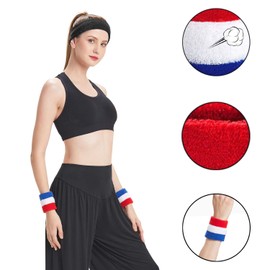 HANERDUN Sweatband Wrist Sweatband Men Women Absorbent Sweatbands Arm for Sports Running Bicycle Jogging Football Tennis Navy Blue (Pack of 2)