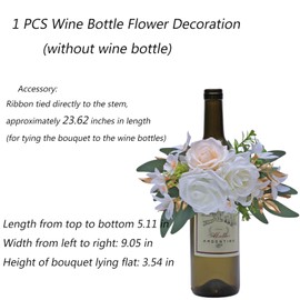 CherishedMoments 1Pcs Wine Bottle Flower Set, Dining Tables, Plates Decorations，White Artificial Flowers Wine Bottle for Wedding Ceremony Anniversary, Wedding Home Decor
