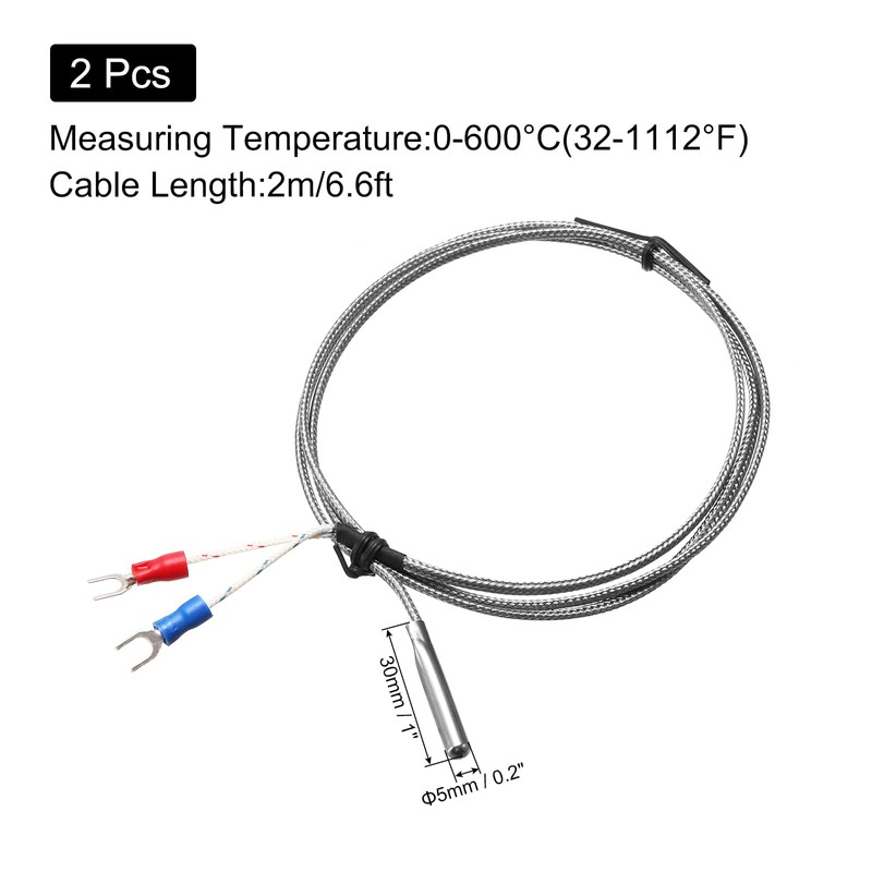 QUARKZMAN K Type Thermocouple Temperature Sensor Probe 5 x 30