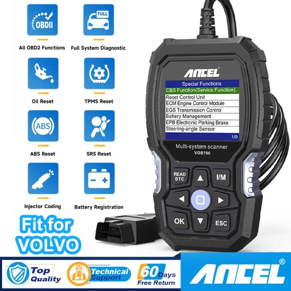 ANCEL For VOLVO Full System Diagnostic OBD2 Scanner ABS SRS