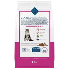Blue Buffalo True Solutions Hairball Control Natural Dry Food for Adult Cats, Chicken, 11-lb. Bag