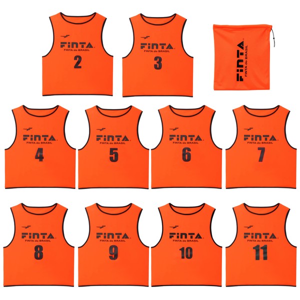 FINTA FT6555 (6100) Finta Soccer Futsal Bibs Game Vest Junior Size Set of 10, Orange