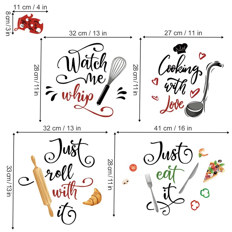 wondever Kitchen Food Wall Stickers Kitchenware Lettering Peel and Stick