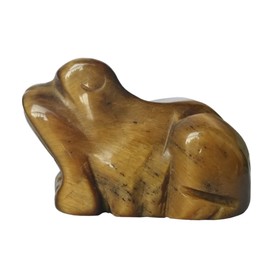 Manekieko Natural Tiger's Eye Frog Crystals and Healing Stone Figures, 38 mm Hand Carved Bags Animal Room Decor Gemstone