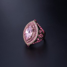 CKHAO Women Ring - 32mm Turkish Style Pink Gemstone Vintage Ring Women Jewelry J0769PINK (8)