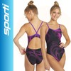 Sporti Light Wave Thin Strap One Piece Swimsuit - Black/Purple