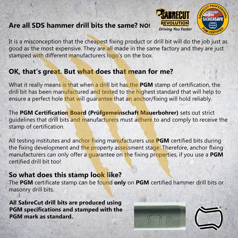 5 x SabreCut SDSA6_5 6mm x 160mm PGM Approved SDS