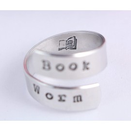 Book Worm Wrap Ring - Bookworm Twist Ring - Book Lover - Gift for Reader