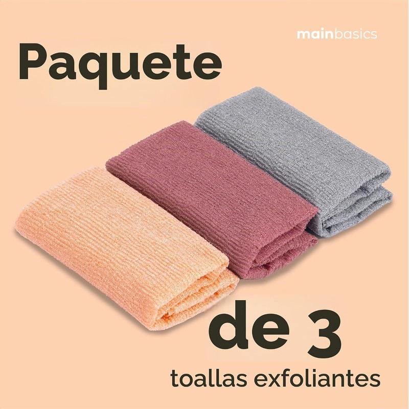 Toalla de ducha exfoliante japonesa MainBasics (Set de 3)