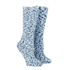 Rite Lite Hanukkah Socks | Adult Crew Sock Size 8-12 Chanukah Blue & White Cozy Slipper Woven Yarn Socks Jewish Holiday Party Favors Accessories Decorations Gifts Festival of Lights (Blue Popcorn)