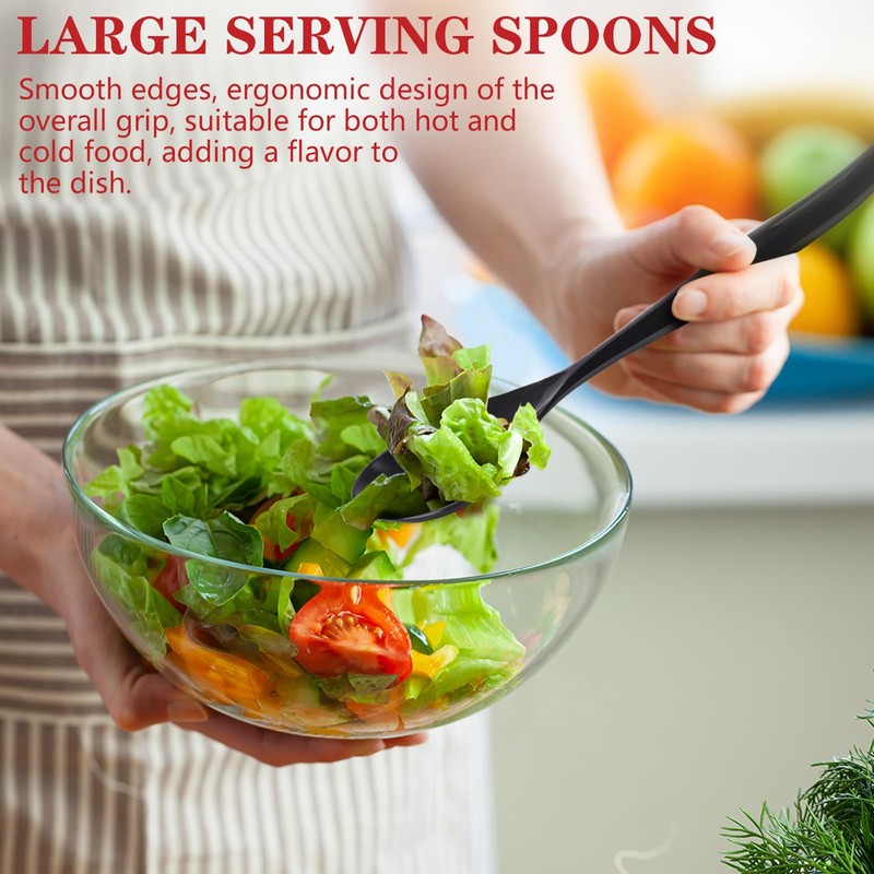 MWELLEWM 10" Serving Spoons Plastic Serving Utensils 12 Packs Disposable