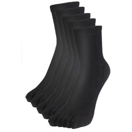 ApeStone Men's Five Toe Socks, 5 Pair Set, Business, Odor Resistant, Breathable, Durable, Odorless, Black, Black