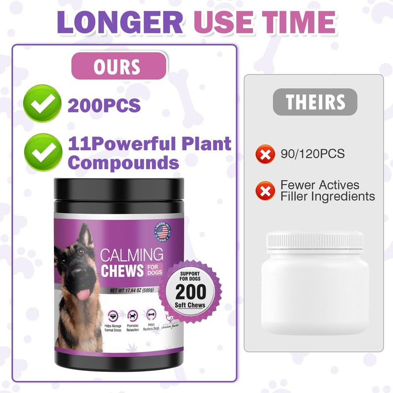 TTLXRL Calming Chews for Dogs Hemp Chicken Flavor Anxiety Relief