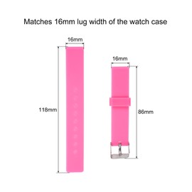 uxcell Soft Rubber Watch Band 16mm Width Replacement Silicone Watch Strap Hot Pink