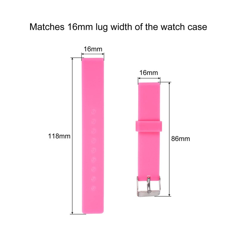uxcell Soft Rubber Watch Band 16mm Width Replacement Silicone Watch