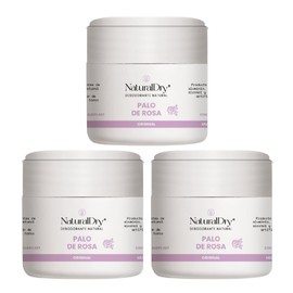 NaturalDry - ARTESANAL - Pack de 3 Desodorantes Naturales para Mujer en formato crema - No obstruye los poros - SIN ALUMNIO - Hidrata tu piel - Elimina el mal olor - Aroma Palo de Rosa - en tarro - Duración 24 horas