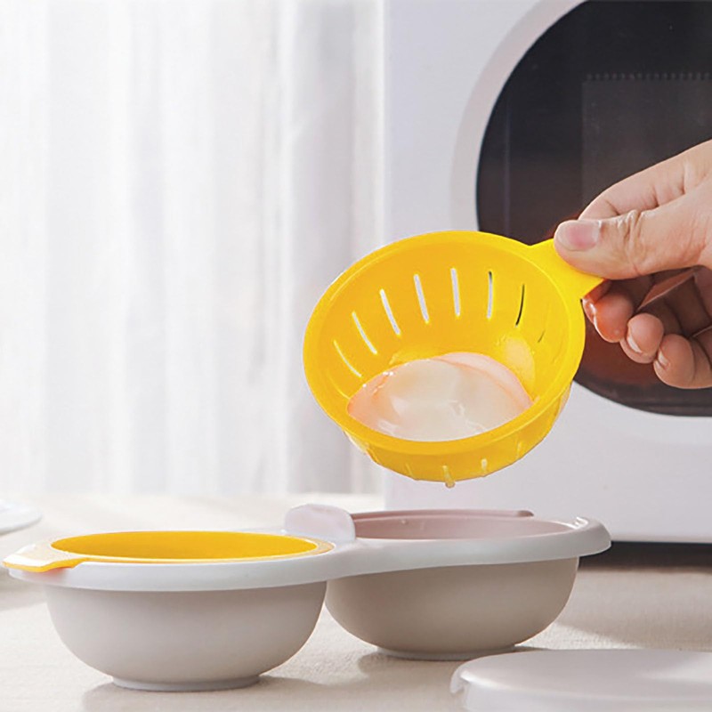 Microwave Egg Poacher 2 Eggs, Double Layer Egg Boiler for