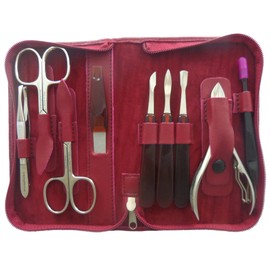 Tenartis 9 Piece Manicure and Pedicure Case Real Leather with Zip