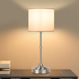 YYXGOOB - Lámpara de mesa LED inalámbrica, lámpara de computadora de tela portátil, luz recargable de 5000 mAh, luz regulable para comedor, recámara, mesita de noche, balcón (plata)
