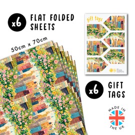 Floral Wrapping Paper - Summer In New York - Flowers - 6 Sheets Of Gift Wrap For Women - Birthday Wedding Holiday - Comes With Stickers - Recyclable - By Central 23