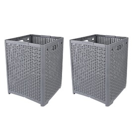 Laundry Basket, Hampers for Laundry, Folding Laundry Baskets Organizer Dirty Clothes Hamper Plastic Foldable Laundry Bin Corner Clothing Hamper, Towel Hamper for Wet Towels 48L (Grey, 2pcs)