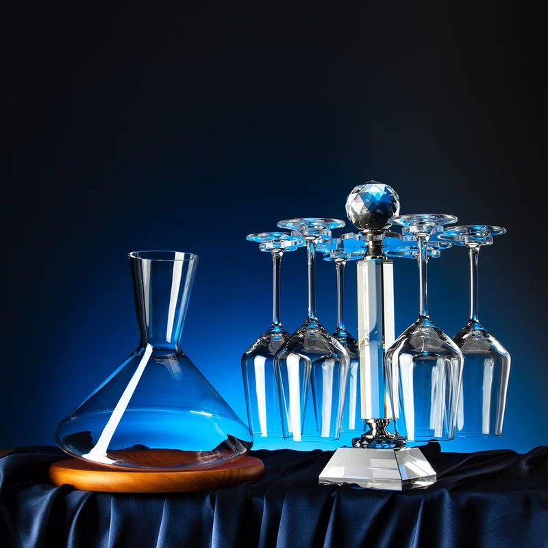 Mylifestyle Elegant Desktop Crystal Glass Stemware Rack/Rotate 6 Wine Glass