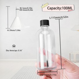 Agidea 6PCS Large Empty Nail Polish Bottles with Brush,Refillable Glass Cuticle Oil Bottles Travel Containers with Funnel & Mixing Balls for DIY Nail Art Cuticle Oils (100ML)