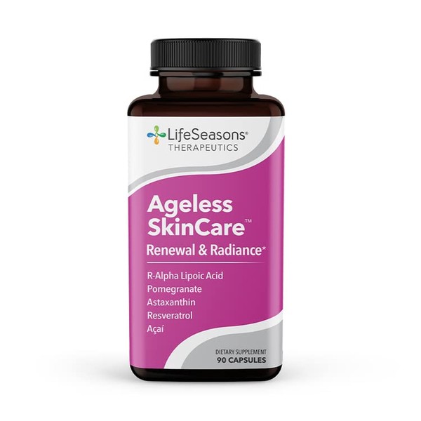 Life Seasons - Ageless Skincare - Anti Aging Supplement - Antioxidant Complex - Acai Berry, Astaxanthin, Resveratrol, R-Alpha Lipoic Acid and Pomegranate Extract - 90 Capsules