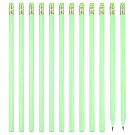 PATIKIL Round Pencils, 12 Pcs Triangle HB Graphite Pencil Wooden Pencils with Eraser for Classroom Office Writing Drawing Supplies, Green