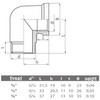 3/8" BSP Thread Pipe Connection Elbow Male x Female Screwed