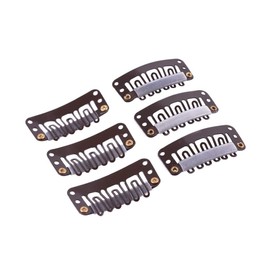 YANTAISIYU 20 Pieces 32mm Hairpieces Snap Clips U Shape Wig Clips for Hair Extensions Making Wig Accessories Set Tools（Dark Brown
